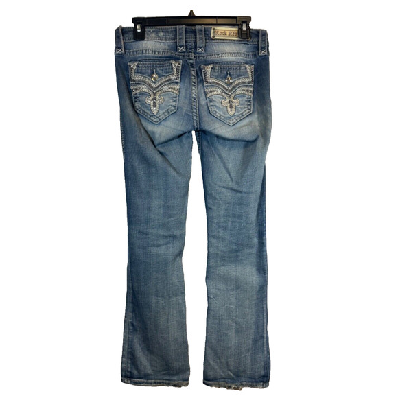 Rock Revival Celinda Boot Medium Wash Jeans Size 26 31 X 30 Embroidered Jewel B5 - Picture 1 of 7